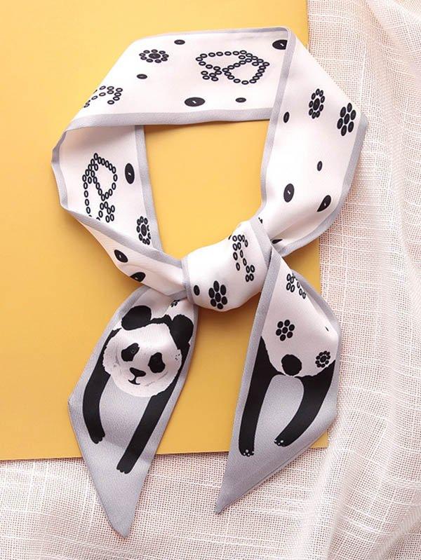 Mojoyce-Original Flower&Letter Print Hair Band&Silk Scarf