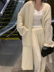 Mojoyce-Solid Baggy Knit Long Cardigan