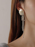 Mojoyce-Stylish Chic Flower Bow-Embellished Tassels Earrings