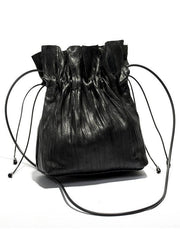 Mojoyce-Lace-up Plicated Small Bag