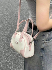 MOJOYCE-Pink and White Candy Crossbody Bag