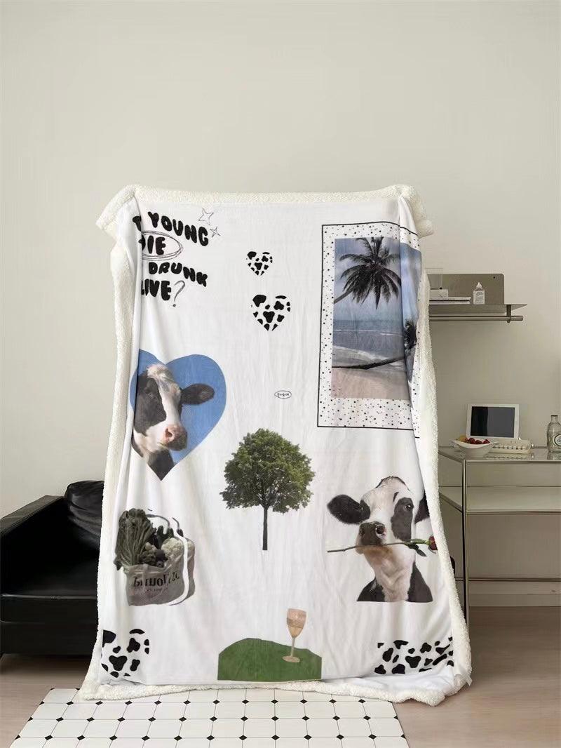 Mojoyce-Cute Animals Printed Sherpa Blanket