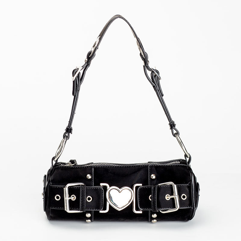 MOJOYCE-Y2K Heart Metal Chain Shoulder Bag