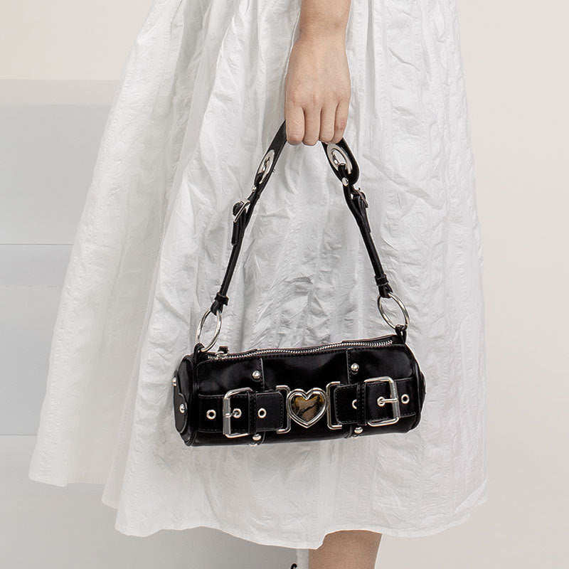 MOJOYCE-Y2K Heart Metal Chain Shoulder Bag