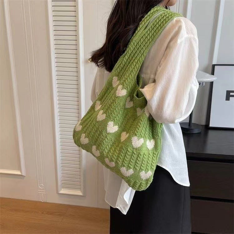 MOJOYCE-The Sweetheart Satchel Knitted Tote Bag