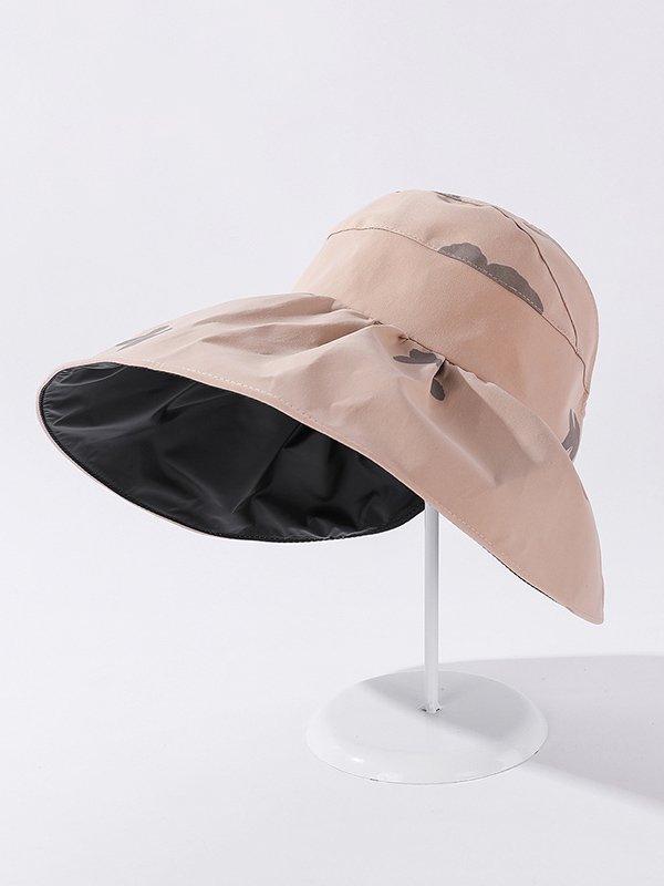 Mojoyce-Casual Pringting Hole Sun-Protection Large Wide Brim Bucket Hat