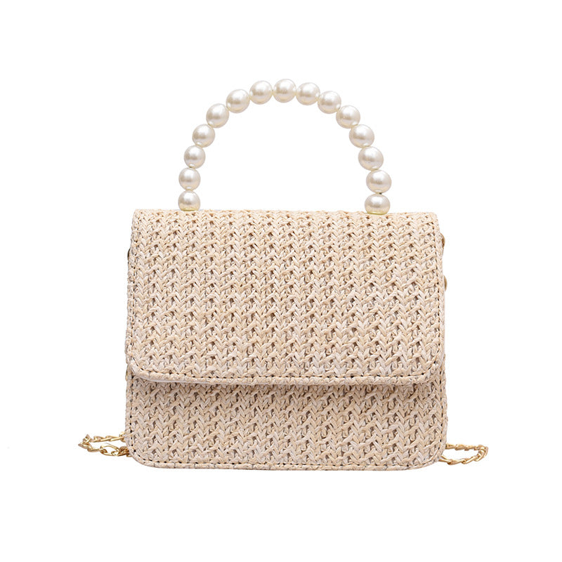 MOJOYCE-Straw Pearl Cross Body Bag