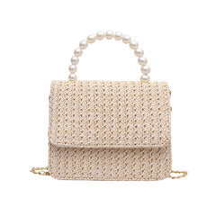 MOJOYCE-Straw Pearl Cross Body Bag