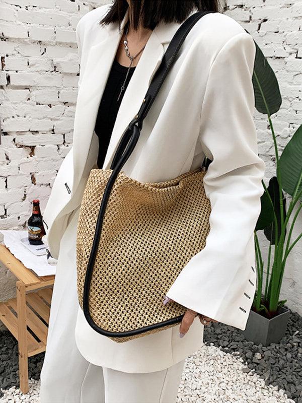 Mojoyce-Woven Tote Large Capacity Straw Bag