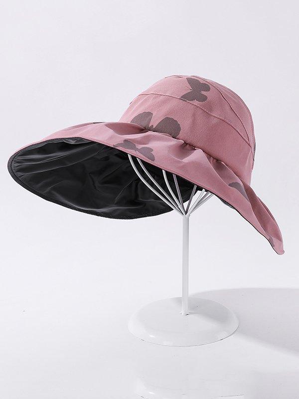 Mojoyce-Casual Pringting Hole Sun-Protection Large Wide Brim Bucket Hat