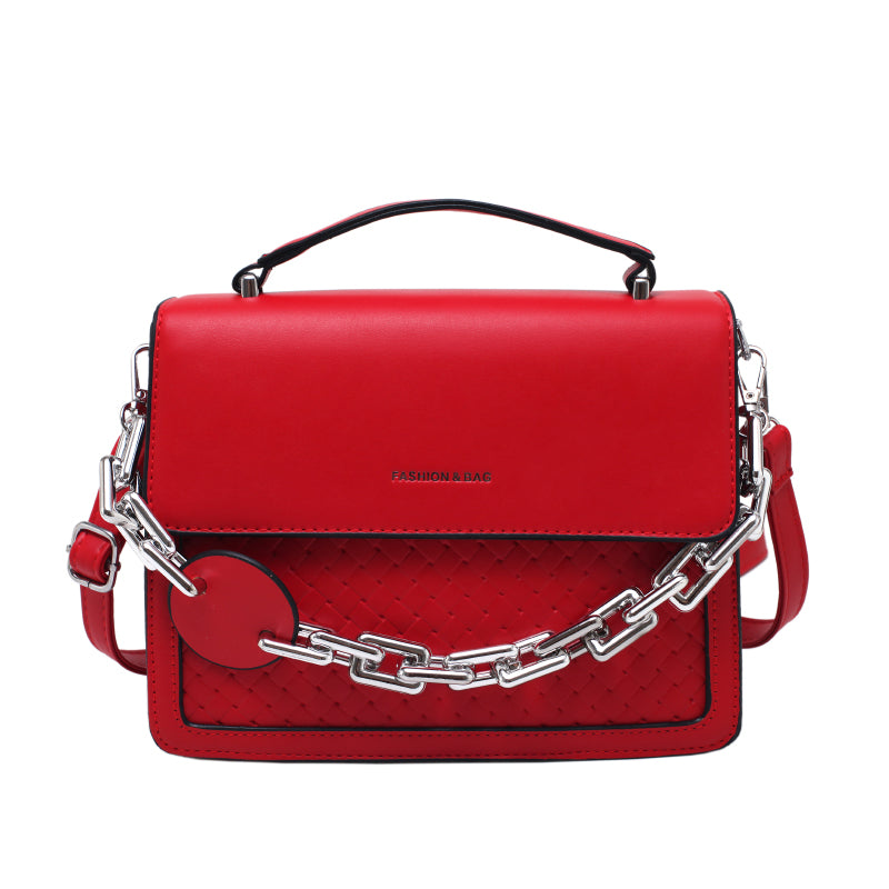 MOJOYCE-Solid Color Letter Flap Organ Crossbody Bag