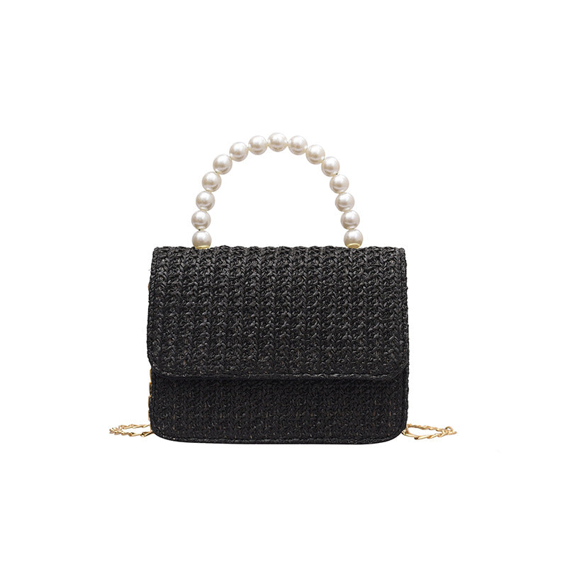 MOJOYCE-Straw Pearl Cross Body Bag