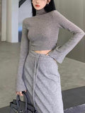 Mojoyce-Hot Short Sweatshirt & Long Sweatskirt 2 Pieces Suit