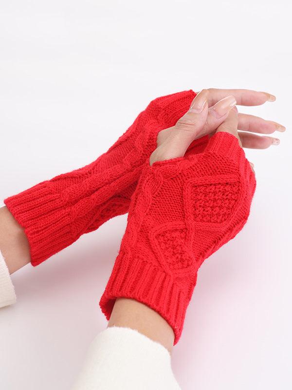 Mojoyce-Simple 9 Colors Jacquard Knitting Gloves