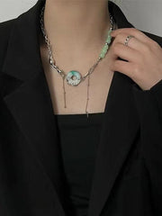 Mojoyce-Jade Buckle Fashion Clavicle Necklace