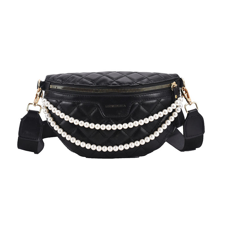 MOJOYCE-Leather Pearl One-shoulder Belt Bag