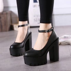 MOJOYCE-Thick-Heeled High Shoes