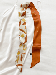 Mojoyce-Fashion Autumn Leaves Tie-Dyed Sun Protection Hair Band& Silk Scarf