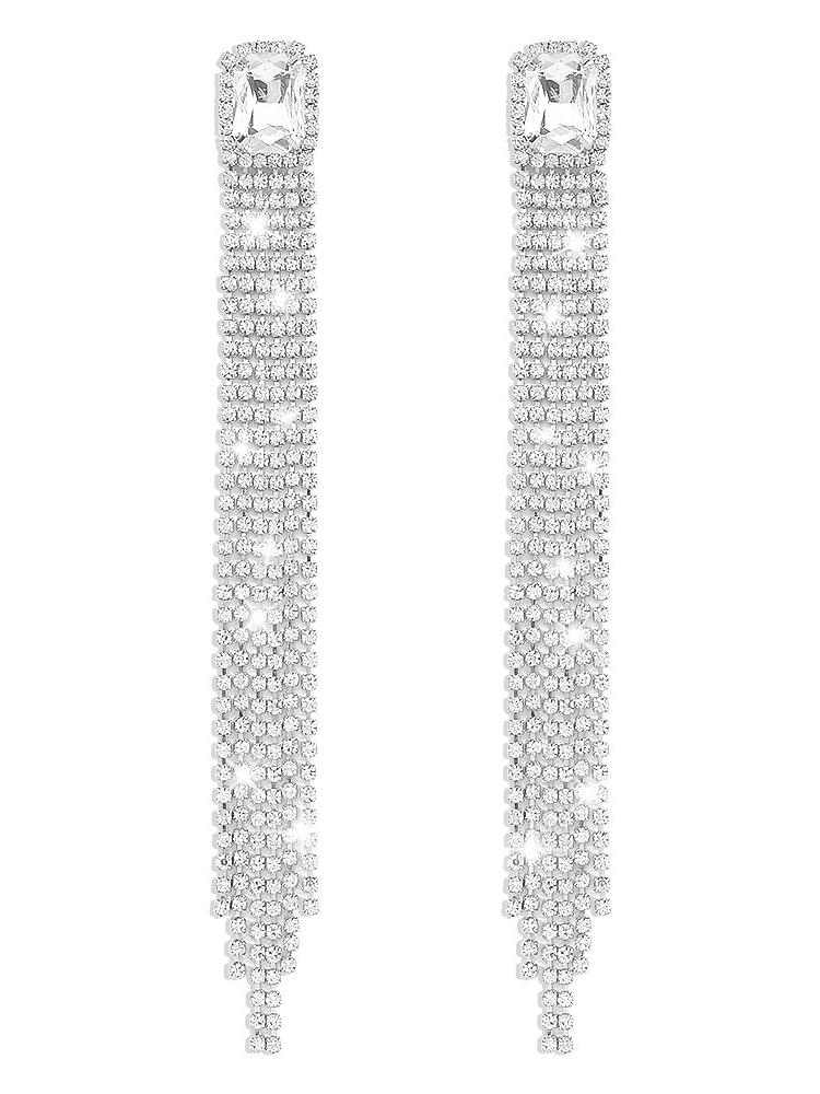 Mojoyce-Rhinestone Alloy Party Earrings