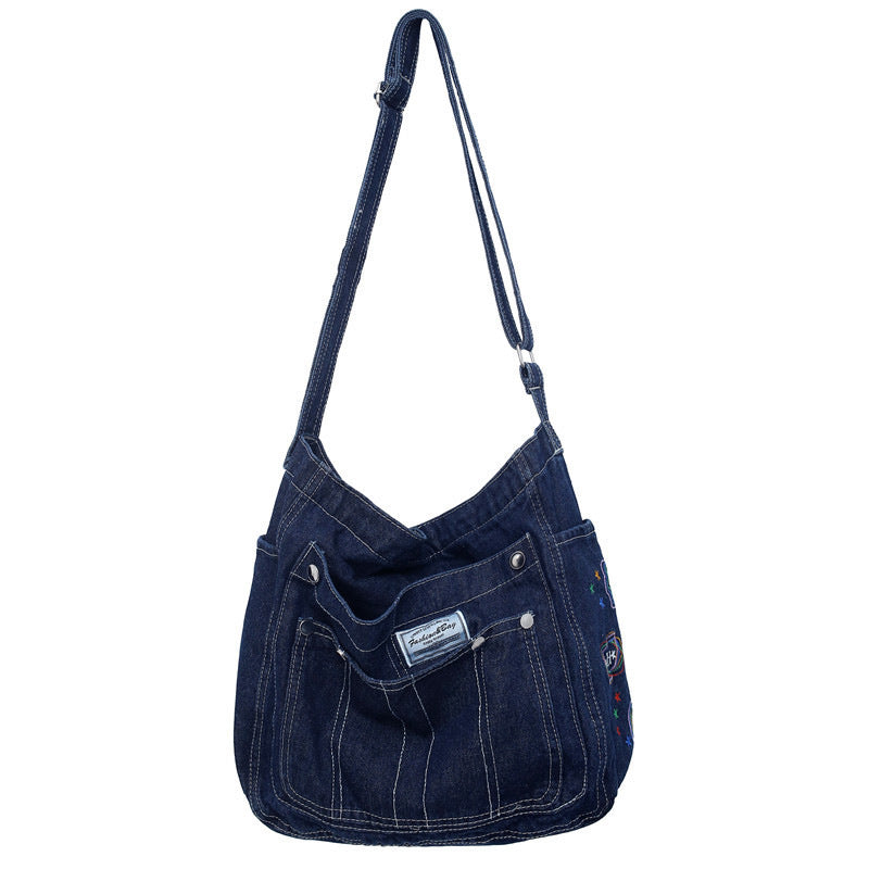 MOJOYCE-Aesthetic Denim Large Canvas Crossbody Bag