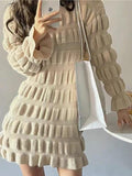 Mojoyce-Retro Elegant Bubble Pleated Knitted Dress