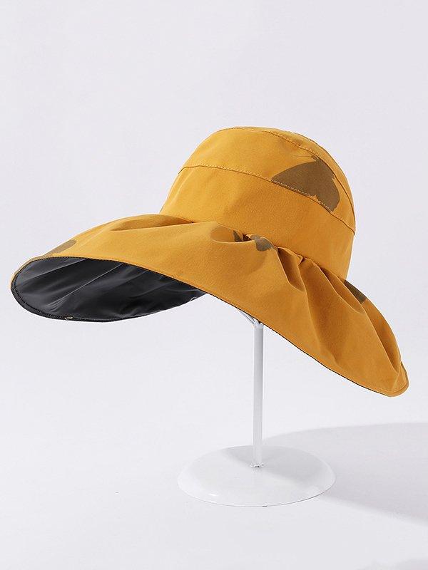 Mojoyce-Casual Pringting Hole Sun-Protection Large Wide Brim Bucket Hat