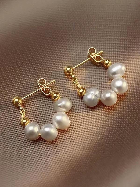 Mojoyce-925 Silver Stud Baroque Pearl Earrings