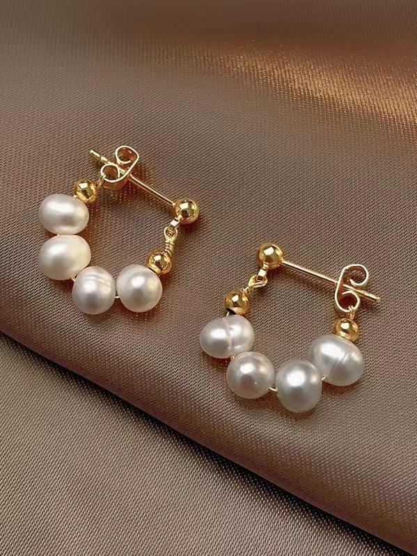 Mojoyce-925 Silver Stud Baroque Pearl Earrings