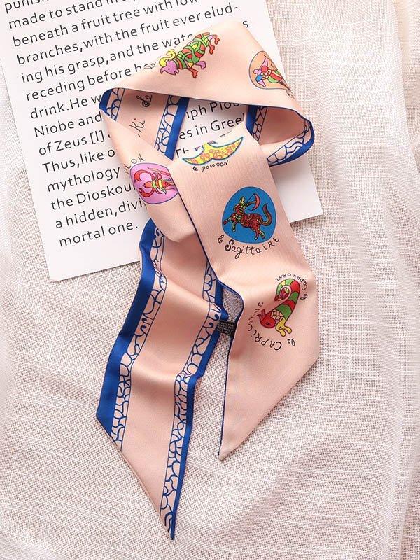 Mojoyce-Original Flower&Letter Print Hair Band&Silk Scarf