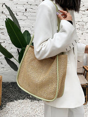 Mojoyce-Woven Tote Large Capacity Straw Bag