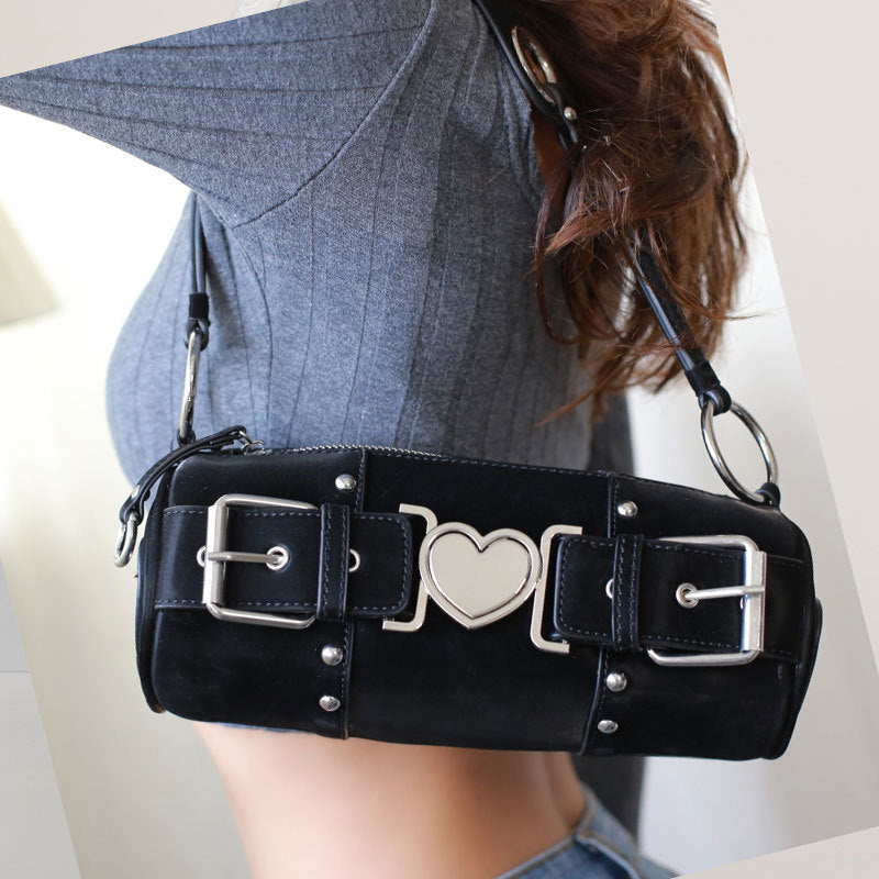 MOJOYCE-Y2K Heart Metal Chain Shoulder Bag