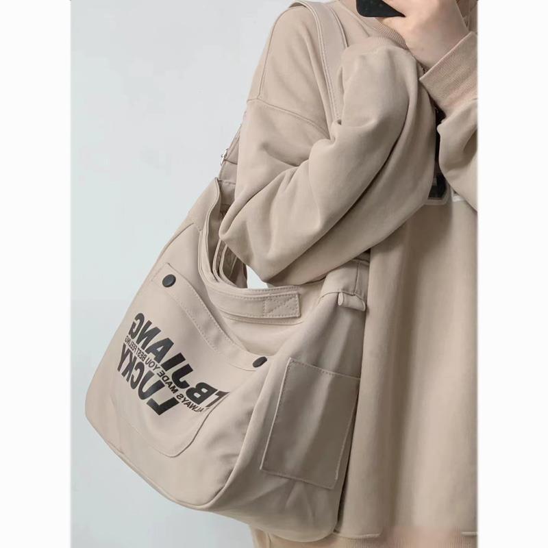 MOJOYCE-Letters Large Canvas Crossbody Bag