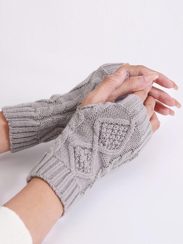 Mojoyce-Simple 9 Colors Jacquard Knitting Gloves