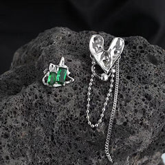 Mojoyce-Irregular Lava Heart Chain Drop Earrings