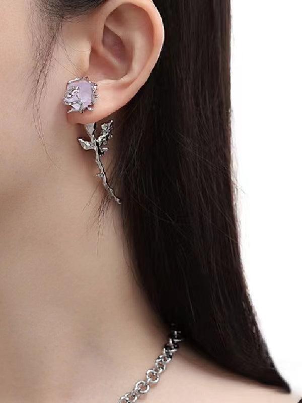 Mojoyce-LOVE&ROSE Original Purple Rose Earrings