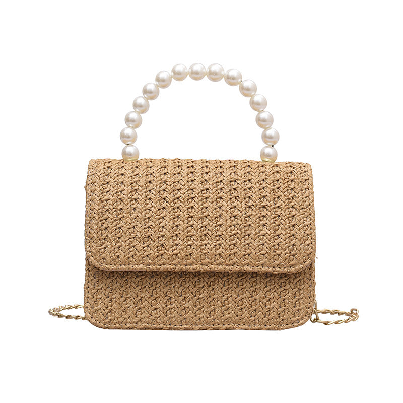 MOJOYCE-Straw Pearl Cross Body Bag