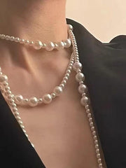 Mojoyce-Triple Layer Pearl Necklace