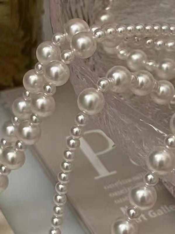 Mojoyce-Triple Layer Pearl Necklace