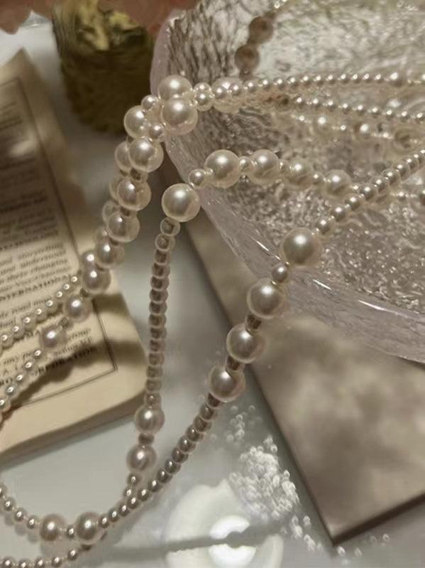 Mojoyce-Triple Layer Pearl Necklace