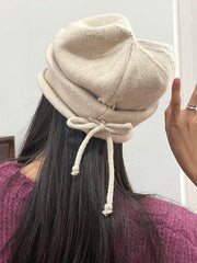 Mojoyce-Simple 4 Colors Drawstring Knitting Hat