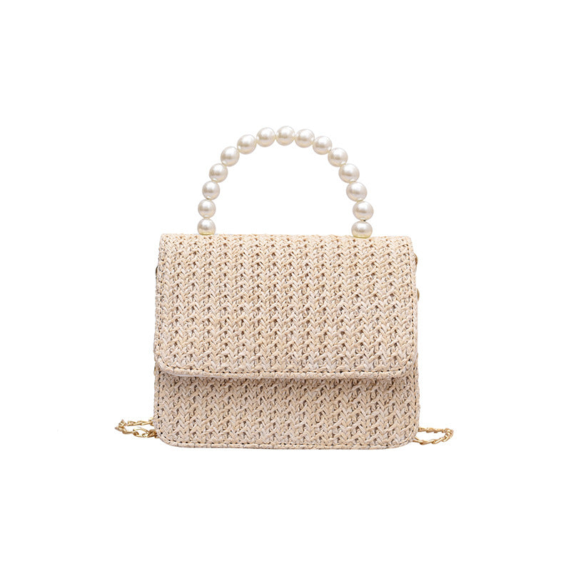 MOJOYCE-Straw Pearl Cross Body Bag