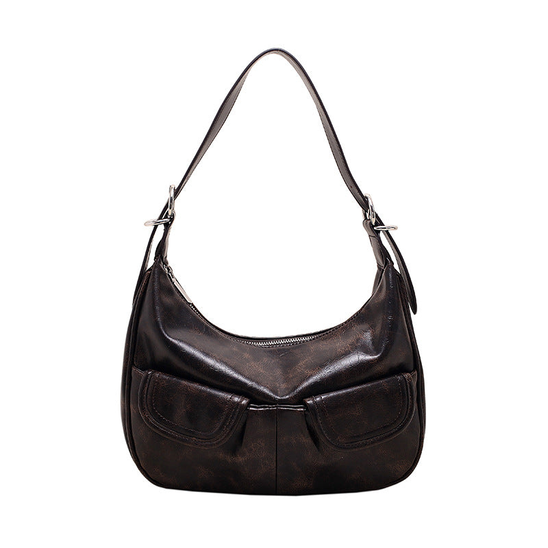 MOJOYCE-Vintage Washed Pu Leather Shoulder Bag