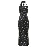 MOJOYCE-Women Summer Sexy y2k Fairy Dress Casual Loose Dress Back Slit Velvet Halter Maxi Dress