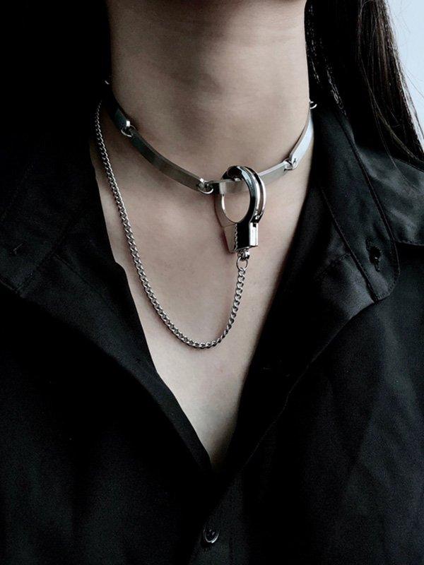 Mojoyce-Cool Geometry Chain Handcuff Choker Necklace