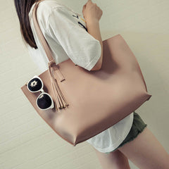 MOJOYCE-Pink Time Tassel Buckle Single Shoulder Bag