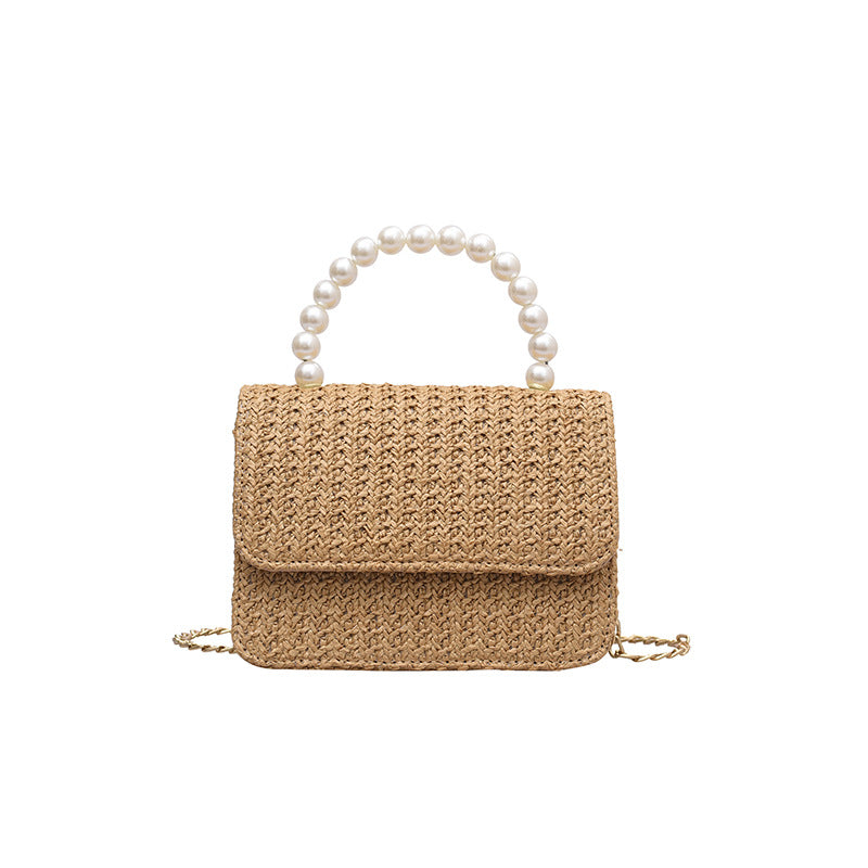 MOJOYCE-Straw Pearl Cross Body Bag