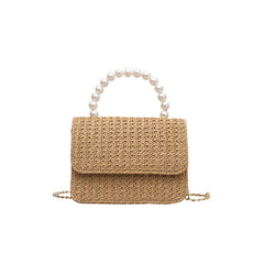 MOJOYCE-Straw Pearl Cross Body Bag