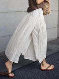 Mojoyce-100% Linen Cotton Wide-Leg Skirt Pants
