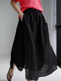Mojoyce-100% Linen Cotton Wide-Leg Skirt Pants