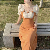 MOJOYCE-Women Summer Sexy y2k Fairy Dress Casual Loose Dress Orange Fairy Core Dress